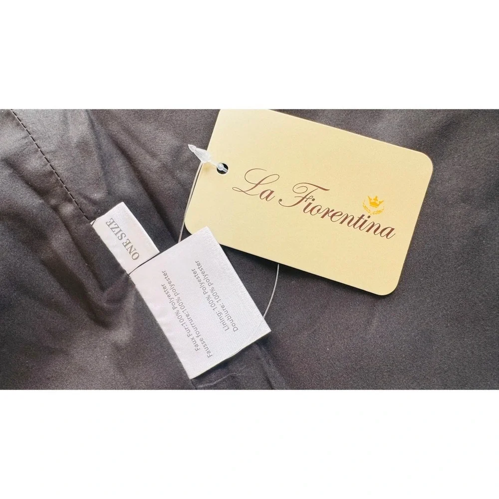 La Fiorentina Faux Fur Wrap Poncho, Black Fur, Classic & Elegant, NWT